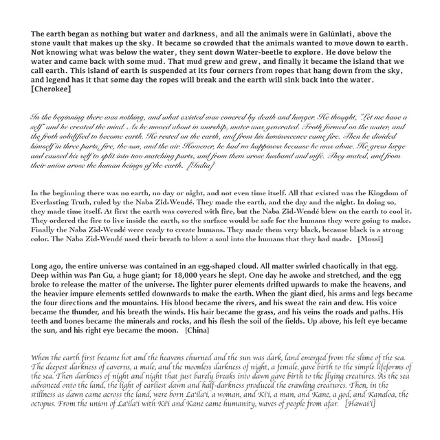 Cosmogony 2.1: sample texts from Cosmogony 2.1