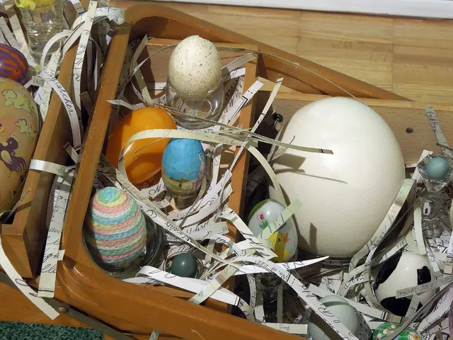 Cosmogony 2.4: The Cosmic Egg: eggs nestled in shredded collection notes