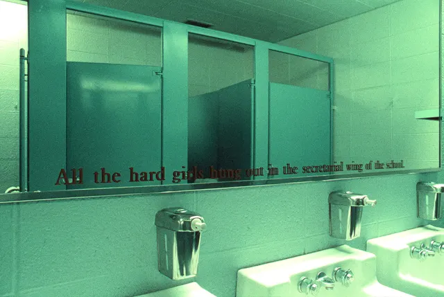 Mneme XII: Voices: memory text installation “extension” in women’s restroom