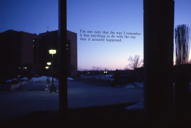 Mneme XII: Voices: memory text installation “extension” on gallery lobby window