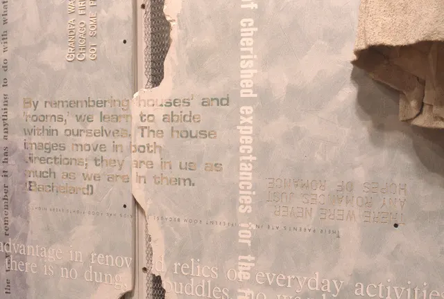 Mneme XXIII: Trace: wall detail with Bachelard quote