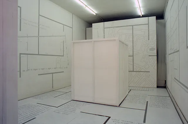 Mneme XXVII: Dolhuis [Madhouse]: view of cell from front of gallery; 19th century wall at left