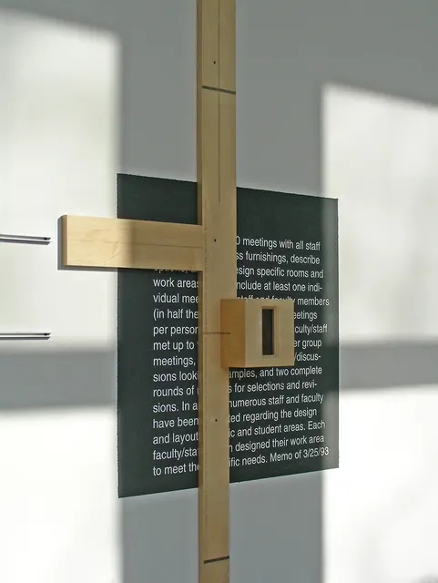 Mneme XXXI: Dwelling in the Plan: section 1B (Being) detail: bureaucratic memo; wall thicknesses in maple with graphite text