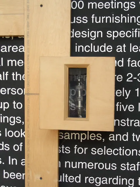 Mneme XXXI: Dwelling in the Plan: section 1B (Being) detail: column rendered as 3D box containing actual plumb bob