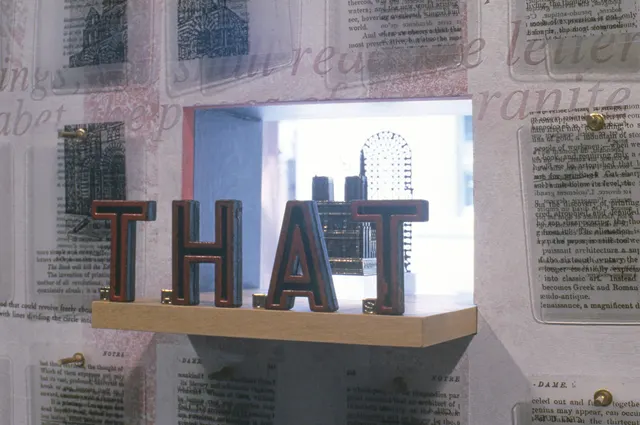 Speaking Volumes: This Will Kill That: detail: “THAT” panel with Notre Dame miniature building and plan