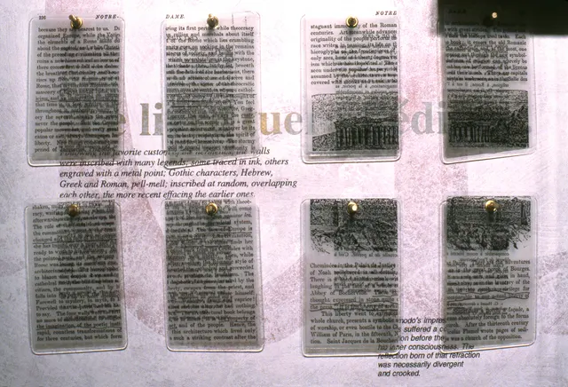 Speaking Volumes: This Will Kill That: detail: “THIS” panel with text layers