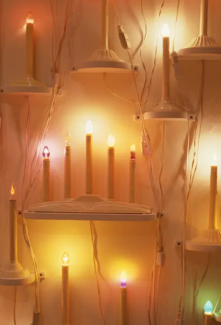 Surveying Desire II: Prospect & Refuge: votive wall: electric candles detail