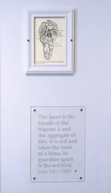Surveying Desire VII: The Pathology of the Heart: detail: heart engraving and text