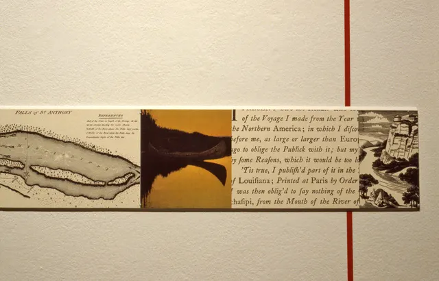 Surveying Desire X: Quest: detail of wall frieze with explorer texts and images