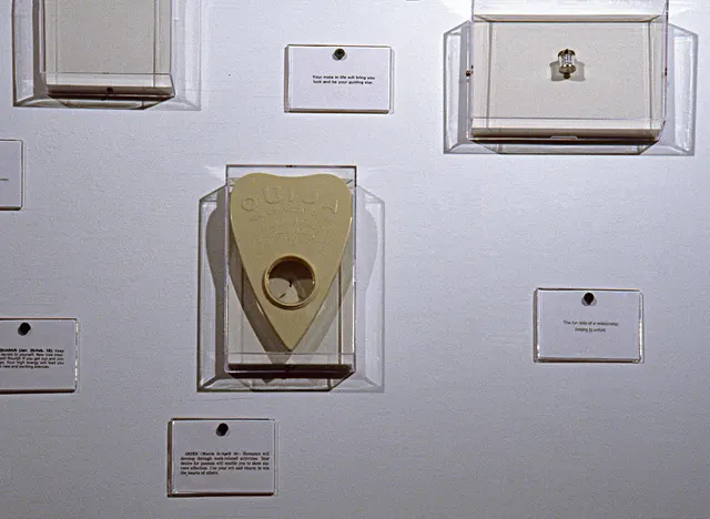 Surveying Desire XII: Fictions: panel detail: Ouija planchette, fortunes, horoscopes, amulet