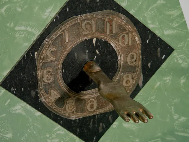 Surveying Desire XIV: Fortuna: clock face and "hand of god" detail