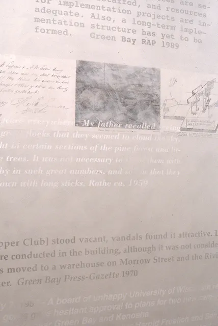 Terra Firma I: Distance Decay: detail with texts and image frieze