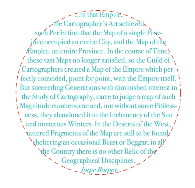 Terra Firma III: text layout (Jorge Borges “Of Exactitude in Science”)